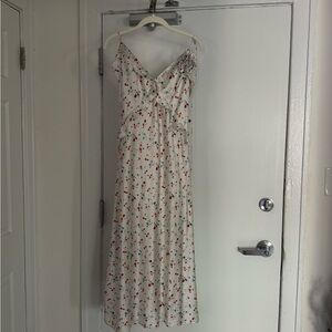 Bardot Ivory Floral Slip Dress with Red & Blue Accents